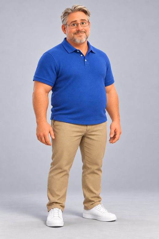 Alex Morrison, owner of Saint Buddy de Paws, in a blue polo shirt
