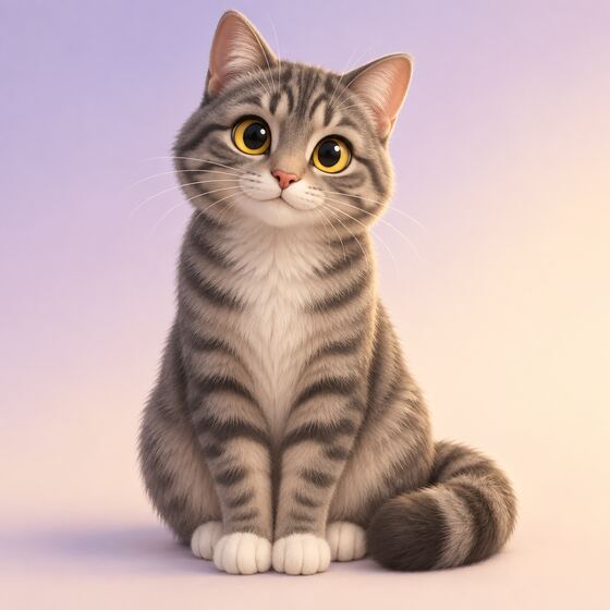 A gray striped tabby cat relaxing at home