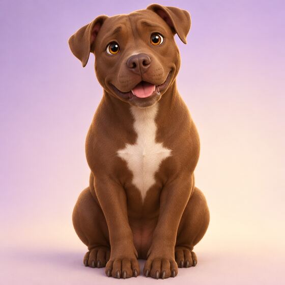 Lavender, a brown pit bull with a white chest patch